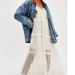 Free People Stevie Embroidered Maxi Dress Tea Flowy Ivory Sheer Floral Lined S Photo 5
