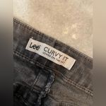 Lee  Size 14 Curvy Fit Fray Stretch Denim Straight Leg Jeans Gemstone Button Stud Photo 7