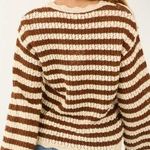 Mango MNG Cream & Brown Stripe Sweater Photo 1
