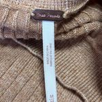 Free People Tan Rib Knit Stretch Knee Length Pencil Wrap Sweater Skirt Size M Photo 3