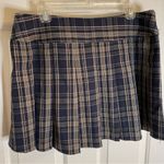 Social Collision Navy Blue Plaid Pleated Skirt With Belt and Side Zipper Size XL Photo 4