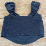 Aerie  Women’s Sz L Charcoal Gray‎ Woven Cap Sleeve Corset Top Photo 4