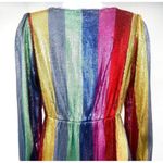 RIXO Ava Rainbow Sequin Stripe Mini Dress Balloon Sleeve Long Sleeve XS Photo 10