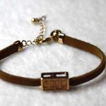 Charming Charlie  Brown Leather Gold Glitter Filled Center 6"-8" Unisex Bracelet Photo 0