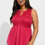 Torrid Keyhole Lace Babydoll Tank Top Flowy in Cherries Jubilee Photo 0