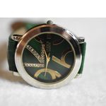 Studio Quartz Green On Green Rhinestone Accent Silver/Gold Tone Working Watch Photo 2