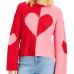 INC International Concepts Heart Color Block Pearl Detail Sweater Red Photo 0