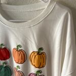 Boutique Women’s pullover White Colorful Pumpkin Graphic Sweatshirt size XL Photo 4