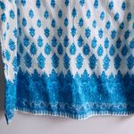 Talbots  size XL V-neck blouse white and turquoise or blue paisley border print Photo 2