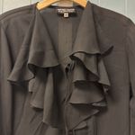 Jeffrey Halper Zebra Black Ruffle Front and Sleeves Shirt Women's Sz M Castecore Size M Photo 2