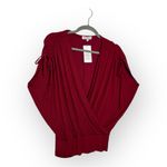 Michael Stars  Burgundy Red Surplice Wrap Top Relaxed Minimalist Preppy S Photo 1