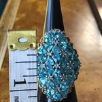 Natural Blue Apatite Sterling Silver Cocktail Ring Size 7 Photo 4