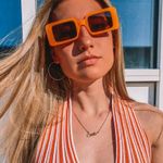 Orange & Pink Retro Rectangle Sunglasses Photo 2