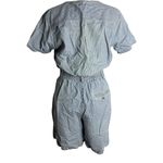 Gloria Vanderbilt Vintage  Denim Romper M Blue Striped Buttons Pockets Elastic Photo 4