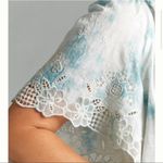 Anthropologie  Lace Trimmed Tie Dye and Embroidered Cotton Tie Neck Top Photo 2