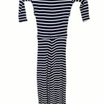 Topshop  Navy White Striped Bardot Cropped Off Shoulder Jumpsuit Size 2 Photo 6