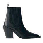 Mango  Leather Pointed Toe Short CowboyBoots Black Size 38/ 7.5 Photo 3