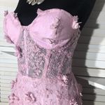 BCBG Max Azria A ‘Poppy’ Corset Gown 3D Floral Lace Corset Sheer Pink Lilac sz 6 Photo 8