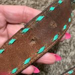 Nocona Belt Co. woman XL tooled 100% genuine leather 1 1/2 “ triple snap Brown Photo 5