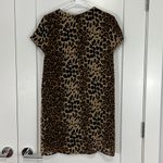Line and Dot Small Brown and Black Leopard Animal Print Short Sleeve Shift Dress Photo 3
