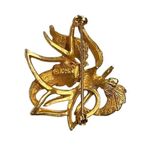 Vintage Designer HAR Brushed Gold Single Pearl Costume Jewelry Brooch Pin Gold Photo 4