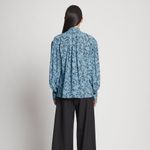 Proenza Schouler Crepe De Chine Blue & Black Patterned Collared Blouse Size 4 Photo 3