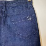 St. John SPORT Double Front Slit Mini Denim Skirt Dark Wash Navy/Black Sz Small Photo 10