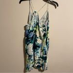 Cynthia Rowley 100% Silk Racerback Dress Watercolor Floral Blue/Green- Size 2 Photo 2