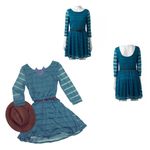 Lila Rose Lily Rose shadow striped teal green belted dress size small Photo 1