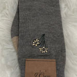 J.Crew ‎ Women's Dress Sock  One Size Gray Embroidered Floral Lightweight NWT Photo 0