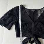 EXPRESS embroidery lace bell short sleeve tie front crop top black size XS Photo 10