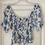 H&M Blue And White Floral Top Photo 4