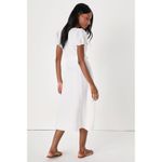 Lulus Sicily Sweetheart White Button-Front Puff Sleeve Midi Dress Photo 2