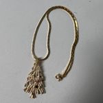 Golden Xmas Tree Pendant Necklace NWOT Gold Photo 2