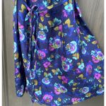 Heritage 1981 100% Silk Floral Print Navy Dark Blue Mini Slip Dress Size Medium Photo 5