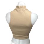 ZARA Women's Beige Rib Knit Mock Neck Sleeveless Pullover Crop Tank Top Size M/L Photo 1