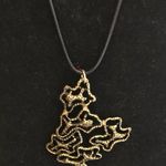 Boho Chic Minimalist Faux Gold Coated Black String Outline Pendant Necklace Photo 3