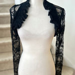 Vintage Y2K Black Lace Ruffle Long Sleeve Crop Shrug Gothic Whimsygoth Romantic Photo 0