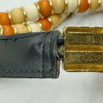 Vintage Wood Beaded Faux Leather Belt Made in Taiwan Small (S) ✨ Brown Photo 5