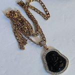 Dark Green Buddha Pendant on Chain Gold Plated Steel Photo 0