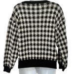 Vintage Black White Check Wide Stitch Rainbow Detail Crew Neck Sweater size S Photo 3