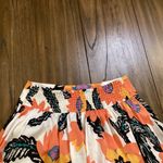 Free People Womens Orange White Floral Mini Skirt Lined Pleated pull on M Photo 5