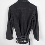 Nanushka Charcoal Black Cite Oversized Denim Belted Moto Biker Jacket Size XS Photo 7