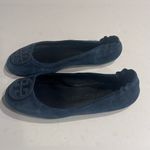 Tory Burch Women’s‎  Minnie Travel Ballet Flat Suede Blue Size 6 M Photo 3