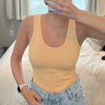 Abercrombie & Fitch Ribbed Bodysuit in Light Orange Photo 6