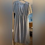 NEW Plus Size Wrap Floral Maxi Dress Short Sleeves Casual Maxi Dresses 3X Blue Photo 3