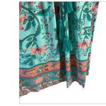 R. Vioimos Boho Maxi Dress M Turquoise Floral Paisley Tassel Tie Neck Hippie Size M Photo 5