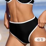 Cupshe  Black White Trim High Rise Bikini Swim Bottoms Size L Photo 0