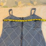 Forever 21 Zip Up Denim Mini Dress Diamond Pattern Stitched Juniors Sz Large Y2K Photo 7