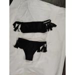 Tassel Fringe Black Off Shoulder Bikini Set S Swimwear Coquette Girl Boho Twee Photo 1